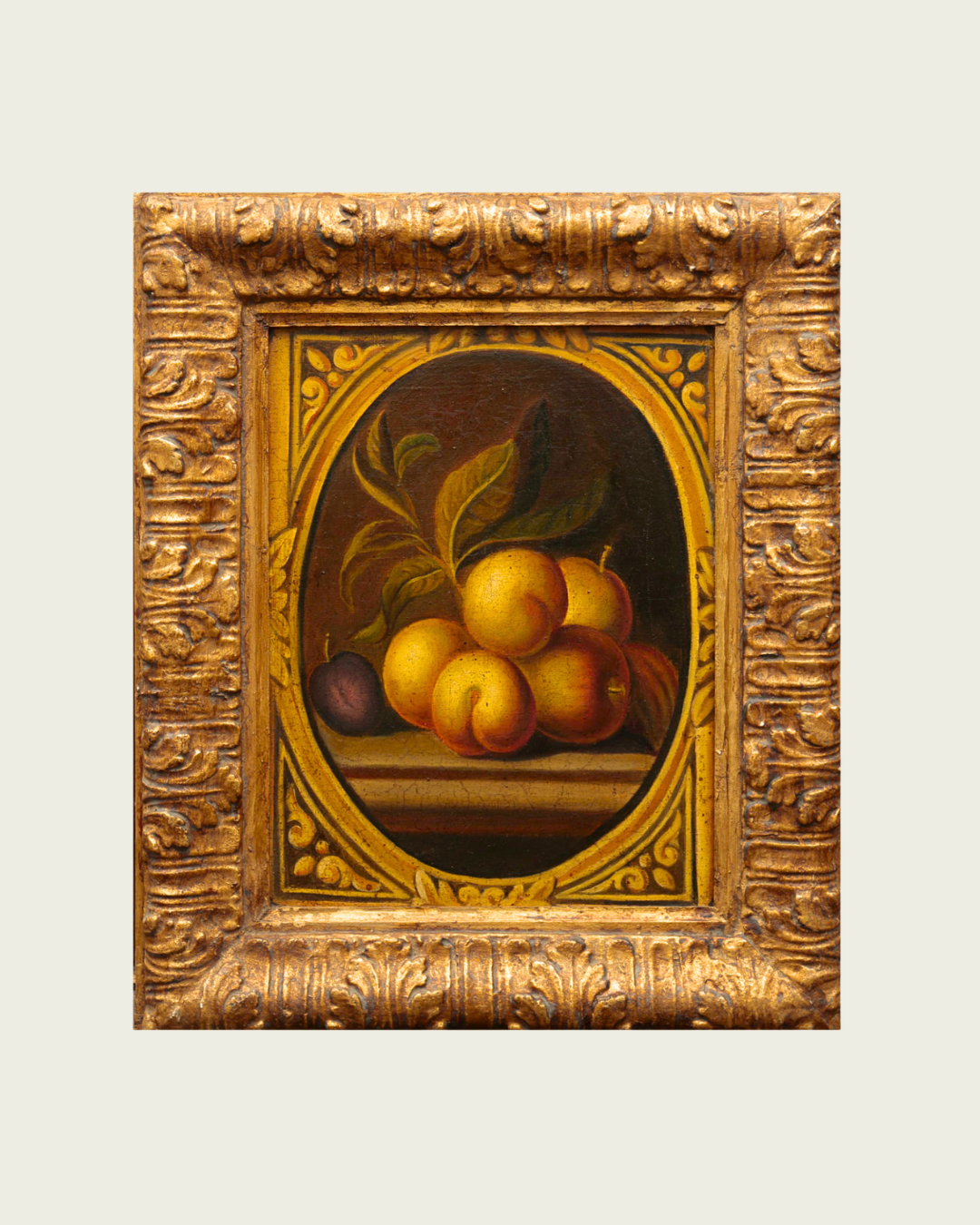 Early 1900's Baroque Spanish Oil Painting of Peaches