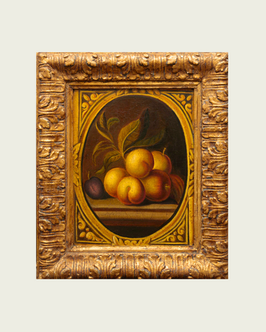 Early 1900's Baroque Spanish Oil Painting of Peaches
