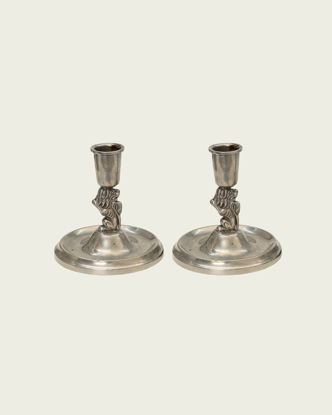 Pair of Art Deco Pewter Candlesticks by CG Hallberg