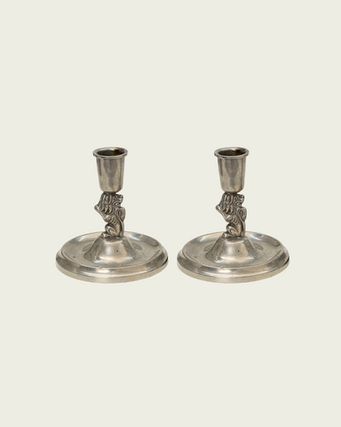 Pair of Art Deco Pewter Candlesticks by CG Hallberg