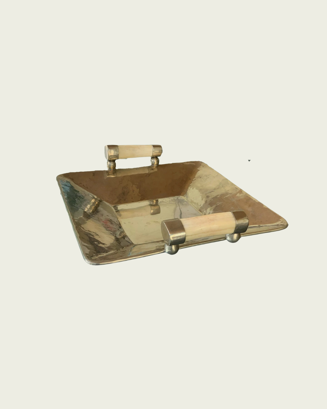 Art Deco Alpaca Silver Tray with Horn Handles