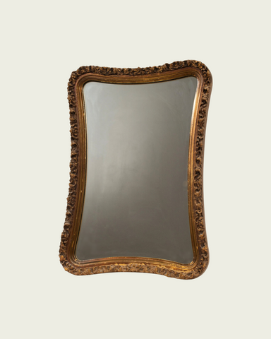 1930's Antique Giltwood Mirror Frame with Curved Form
