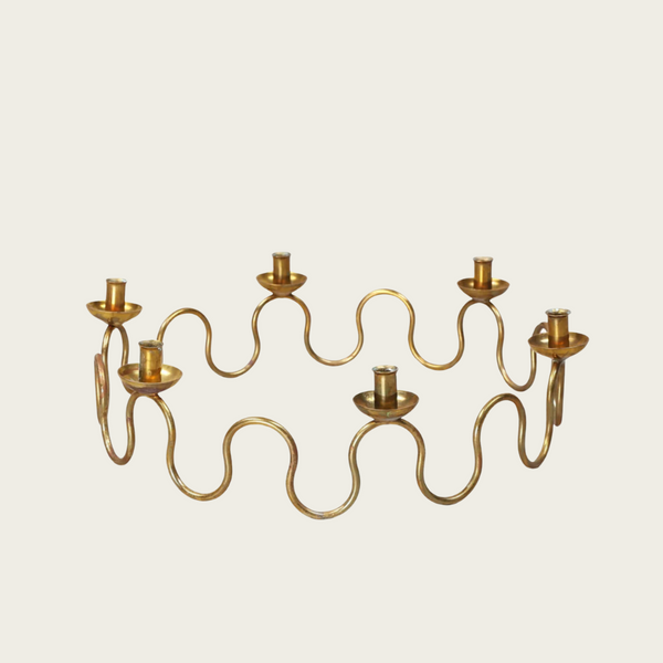 1950s Round Brass Spiral Candelabra by Lars Holmstrom for Svenskt Tenn