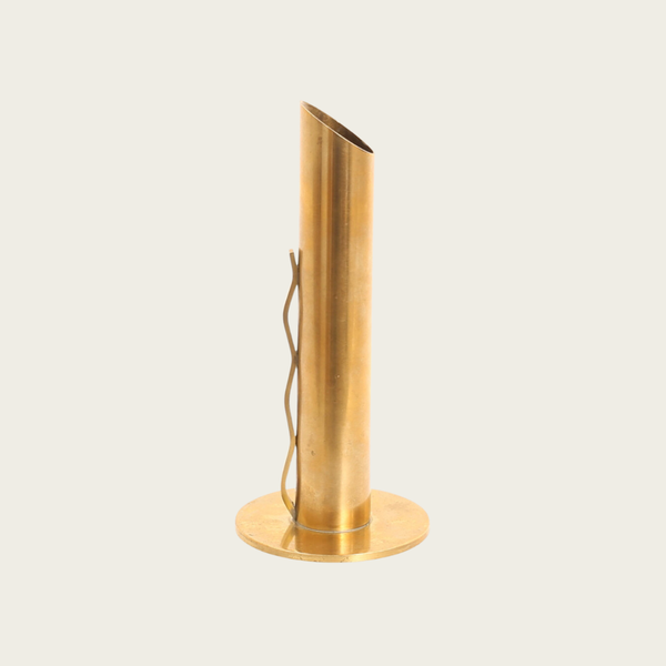 Swedish Brass Bud Vase or Candle Holder With Squiggle Detail