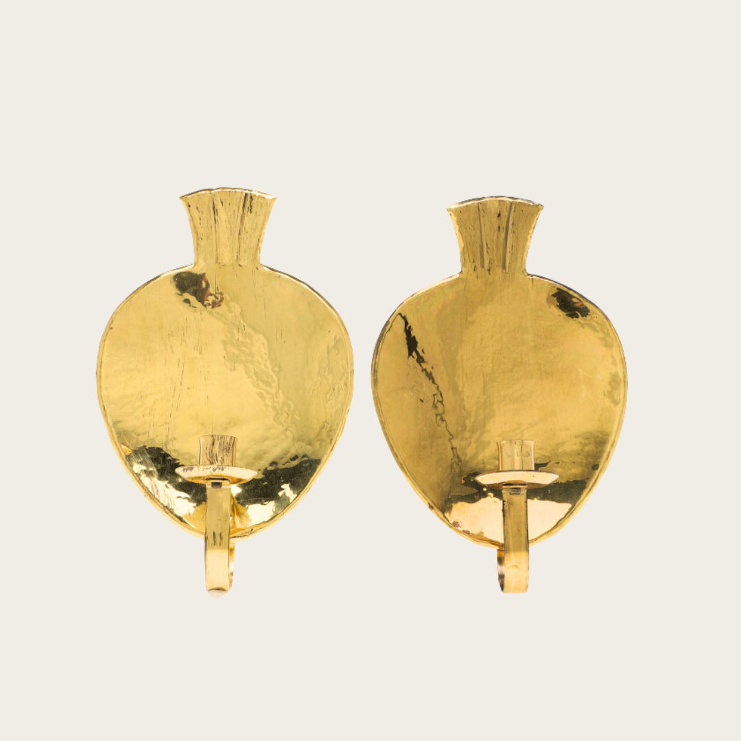 Pair of 1960s Brass Wall Candle Holders by Lars Holmstrom for Arvika