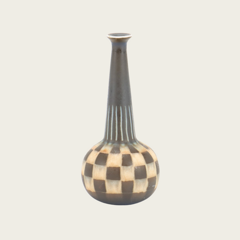 1950s Swedish Miniature Checkered Gunnar Nylund Stoneware Vase