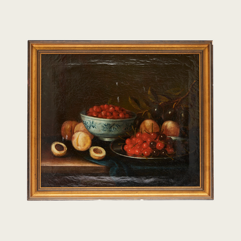 Early 20th Century Still Life of Cherries and Stonefruit