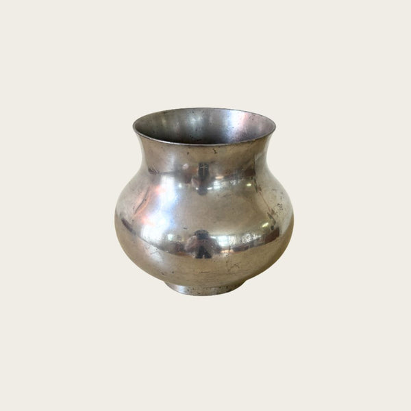 1930s Footed Art Deco Polished Pewter Vase by Nils Fougstedt for Svenskt Tenn