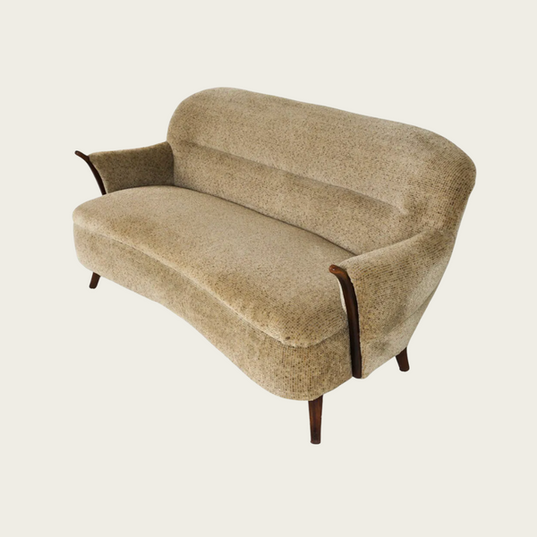 1960s Danish Curved Teak Sofa