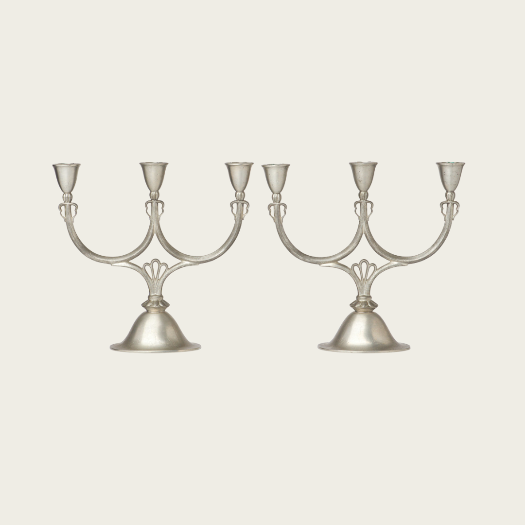 Pair of 1930s Swedish Grace Pewter Candlesticks by Just Andersen