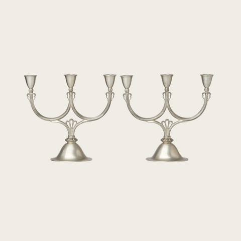 Pair of 1930s Swedish Grace Pewter Candlesticks by Just Andersen