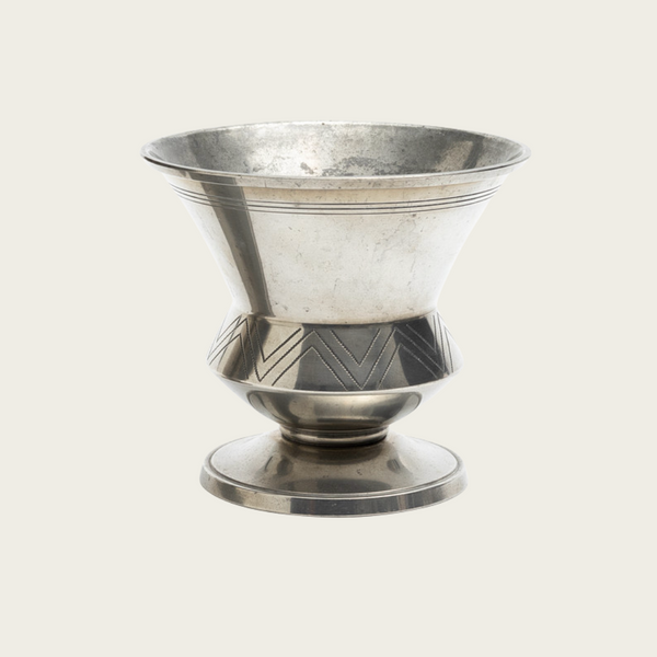 1930s Swedish GAB Tenn Polished Pewter Footed Wide Mouth Vase