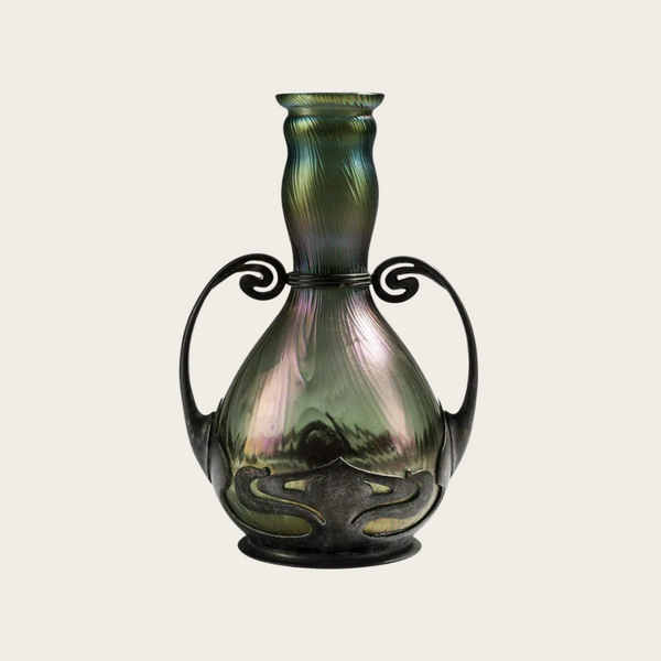 Art Nouveau Pearlescent Glass Vase by F. Van Hauten