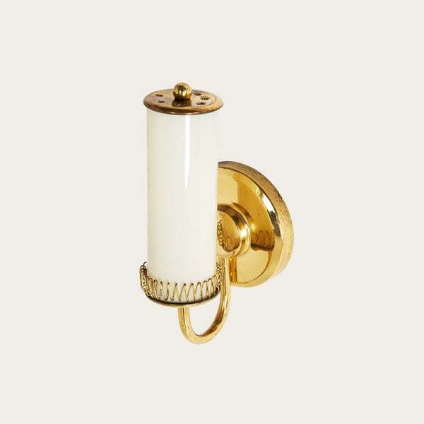 1940s Pair of Swedish Brass and Milk Glass Wall Sconces *ON HOLD*