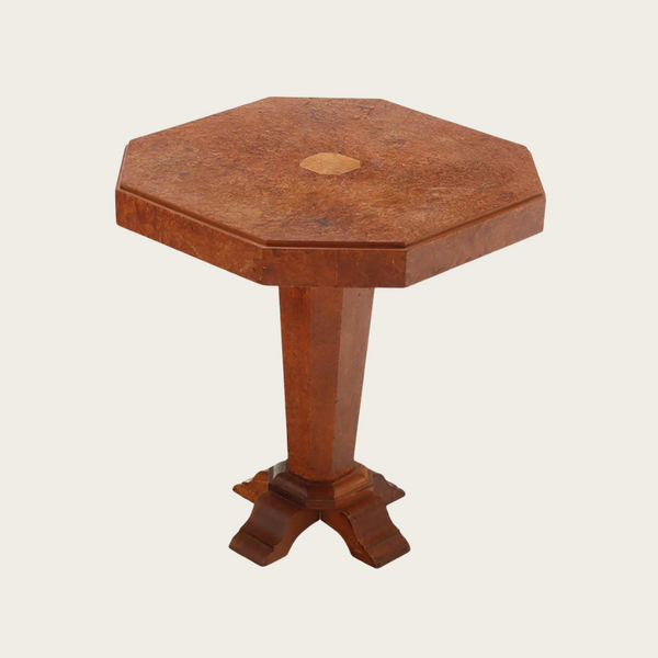 1940s French Art Deco Burl Wood Occasional Table