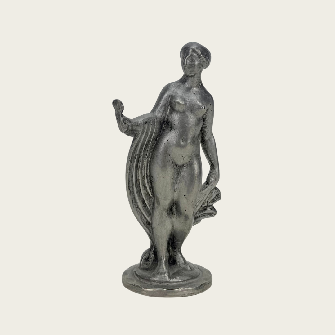 Solid Pewter Sculpture of Roman-Grecan Nude Woman