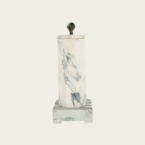 Solid Marble Lamp with Green Glass Finial