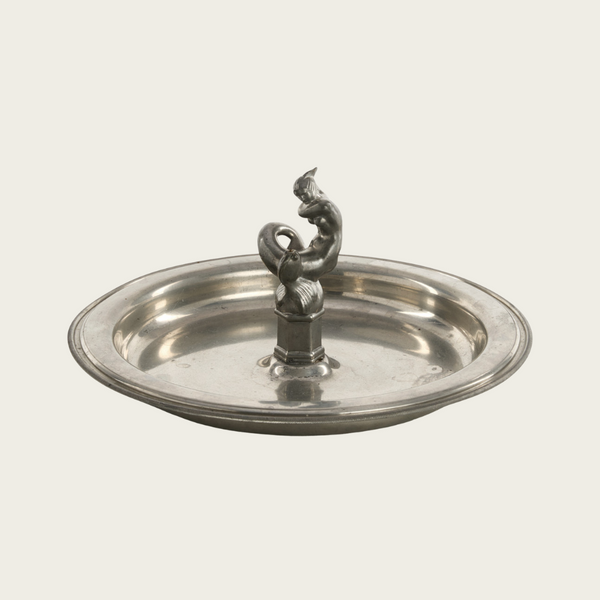 Pewter Dish with Mermaid and Fish Centerpiece