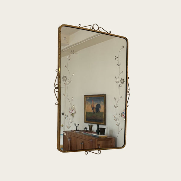 1950s Italian Brass Wall Mirror