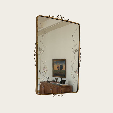 1950s Italian Brass Wall Mirror