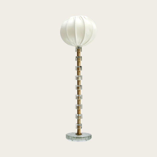 1960's Swedish Glass and Brass Floor Lamp by Carl Fagerlund for Orrefors