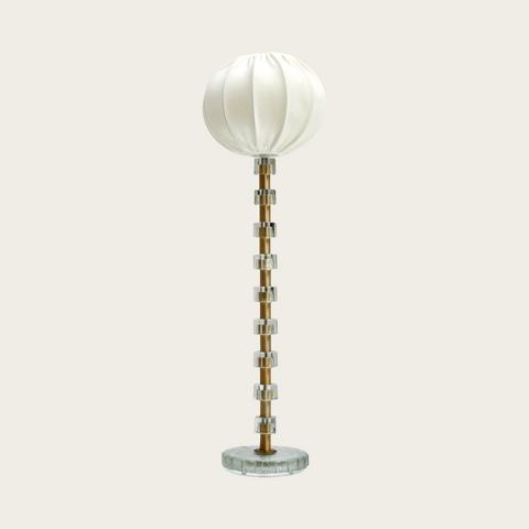 1960's Swedish Glass and Brass Floor Lamp by Carl Fagerlund for Orrefors
