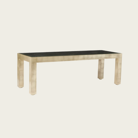 Modernist Silver Leaf Brushed Mirrored Coffee Table