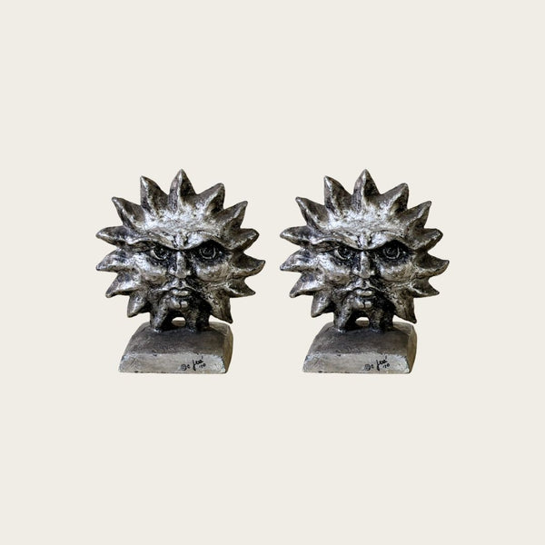 Pair of 1970s Iron Sun and Moon Bookends by Curtis Jere