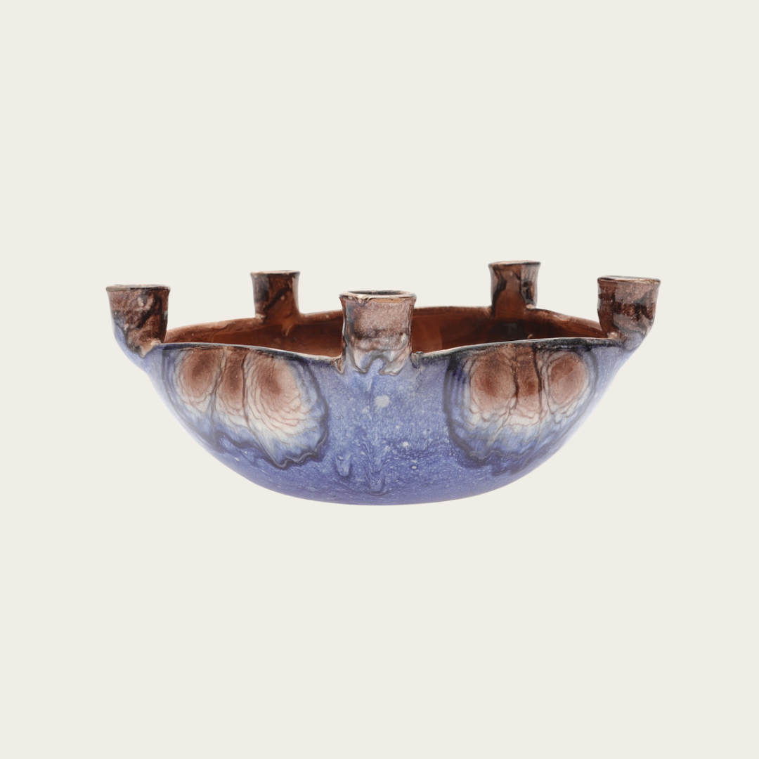 Ceramic Bowl with Integrated Candlesticks by Bo Fajans for Gefle