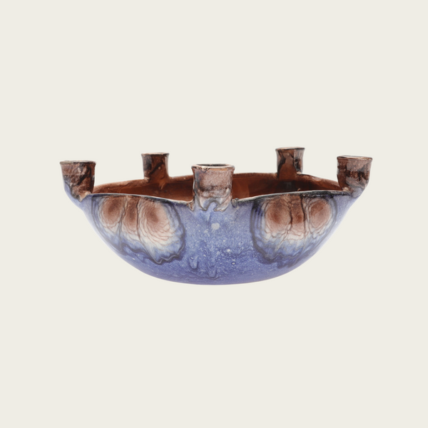 Ceramic Bowl with Integrated Candlesticks by Bo Fajans for Gefle