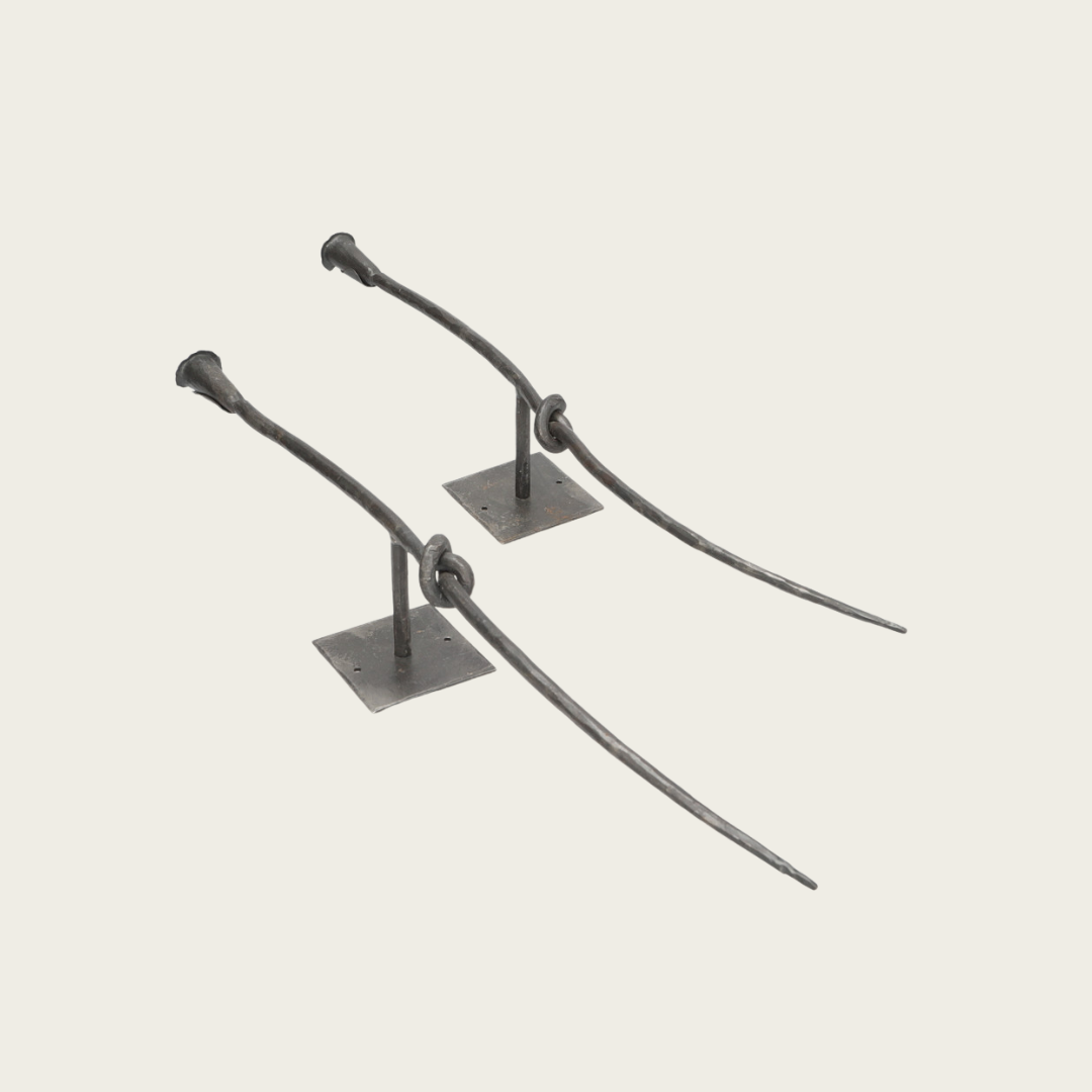 Brutalist Wrought Iron Knotted Wall Candle Sconces