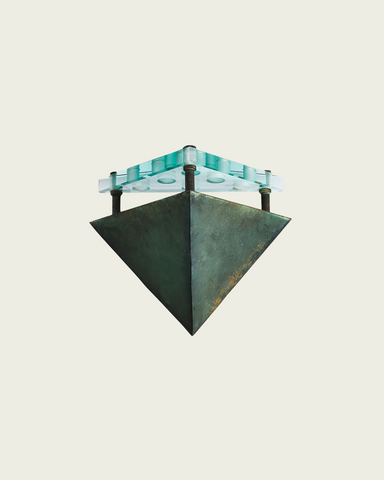 1987 Khoybucky Patinated Brass and Crystal Wall Sconce by Vistosi, Murano