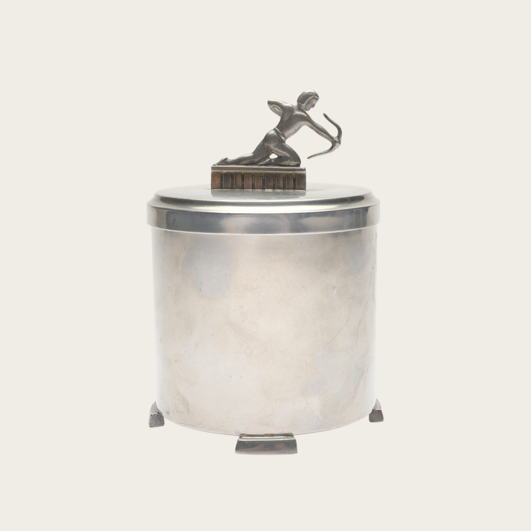 1939 Art Deco Archer Pewter Lidded Box by Svenskt Tenn