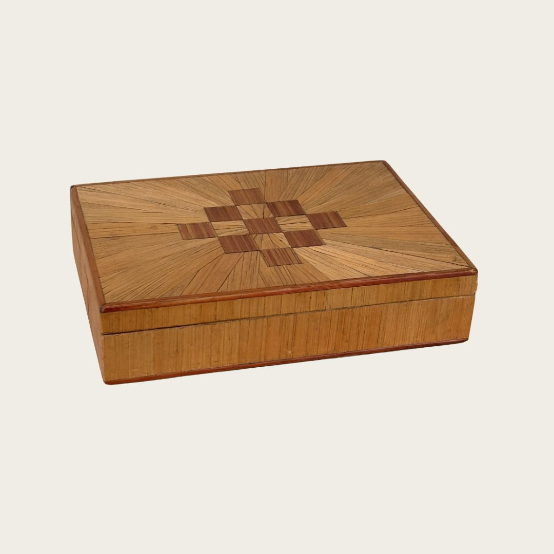 French Straw Marquetry Box In the Style of Jean Michel Frank