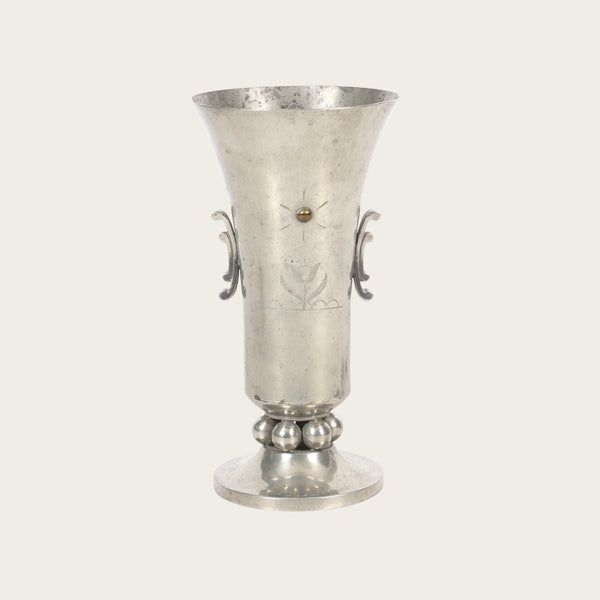 1931 Swedish Art Deco Pewter Vase by JL Hultman for Svenskt Tenn