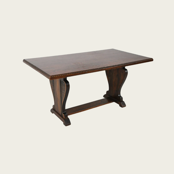 1940s Swedish Art Deco Pine Trestle Dining Table