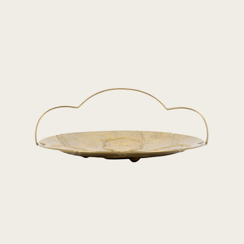 Brass Tray with Scalloped Handle by Lars Holmström