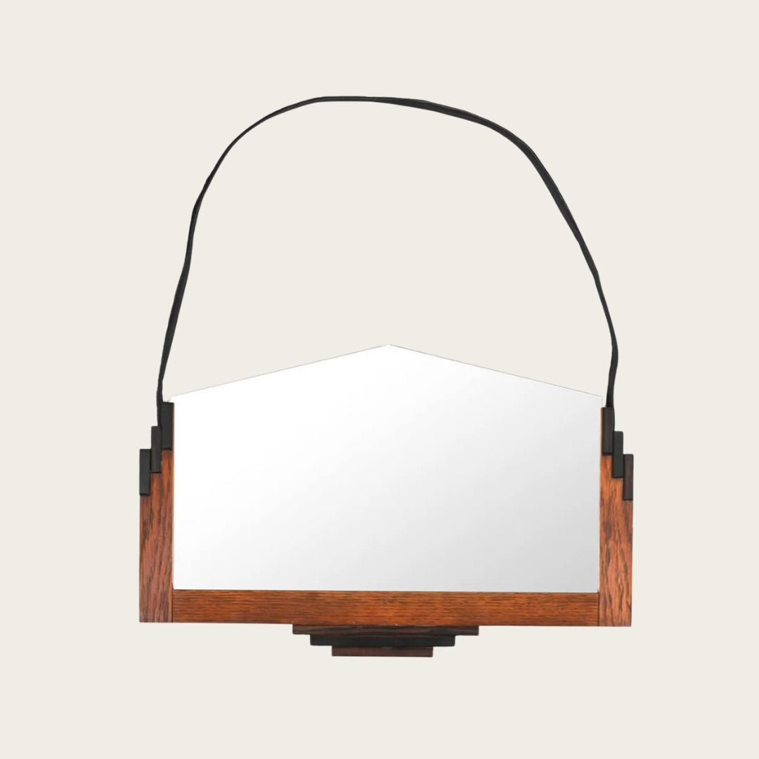 1930s French Art Deco Oak Mirror