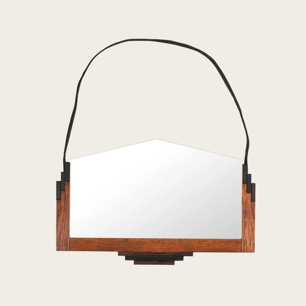 1930s French Art Deco Oak Mirror