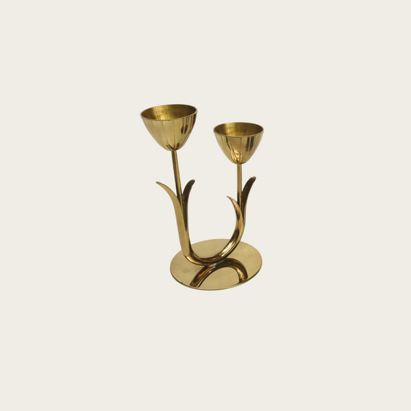 1950s Brass Tulip Candle Holders by Gunnar Ander for Ystad Metall