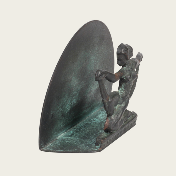 Art Deco Patinated Bronze Sculpture or Letter Stand