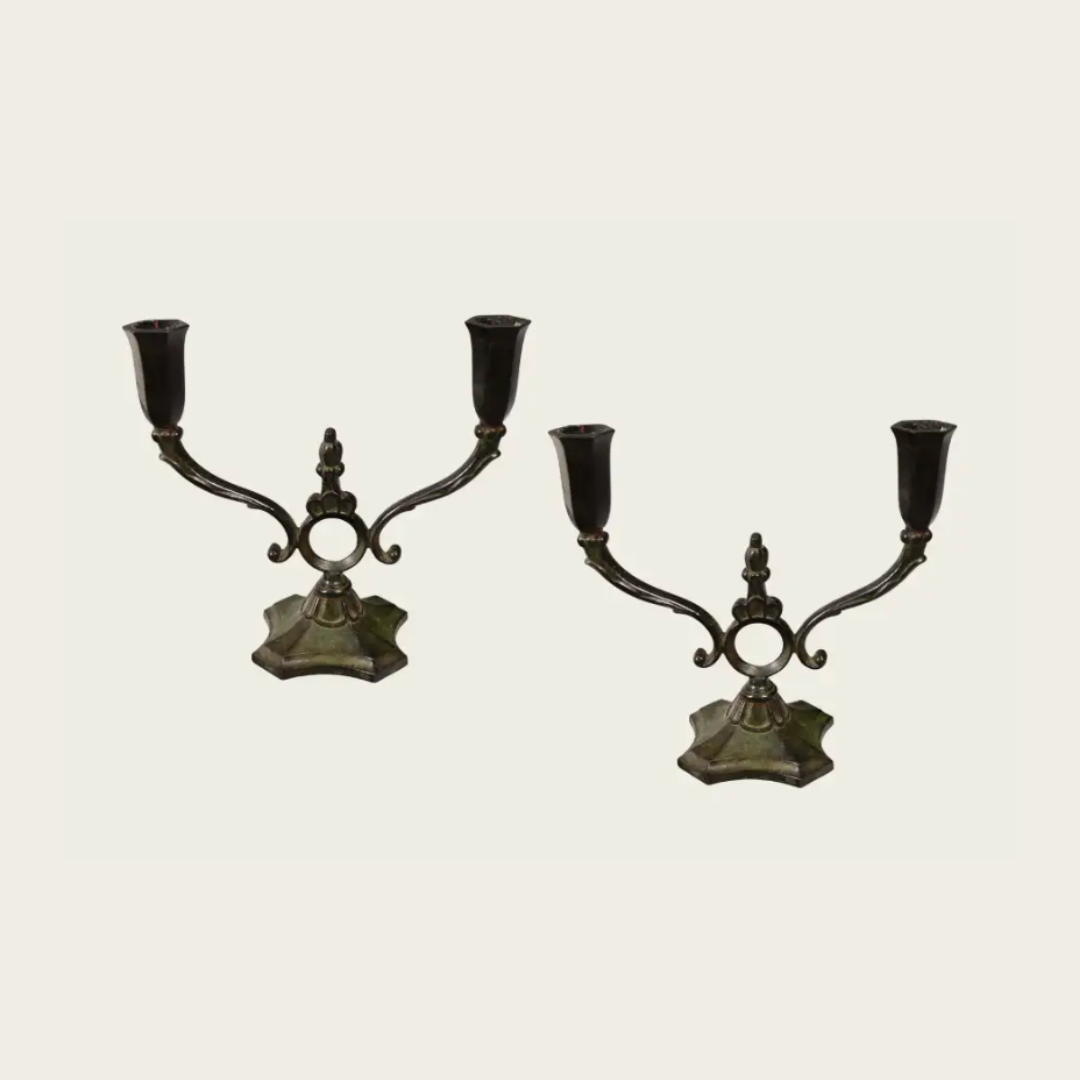 1930s Bronze Candlestick by Ystad Brons