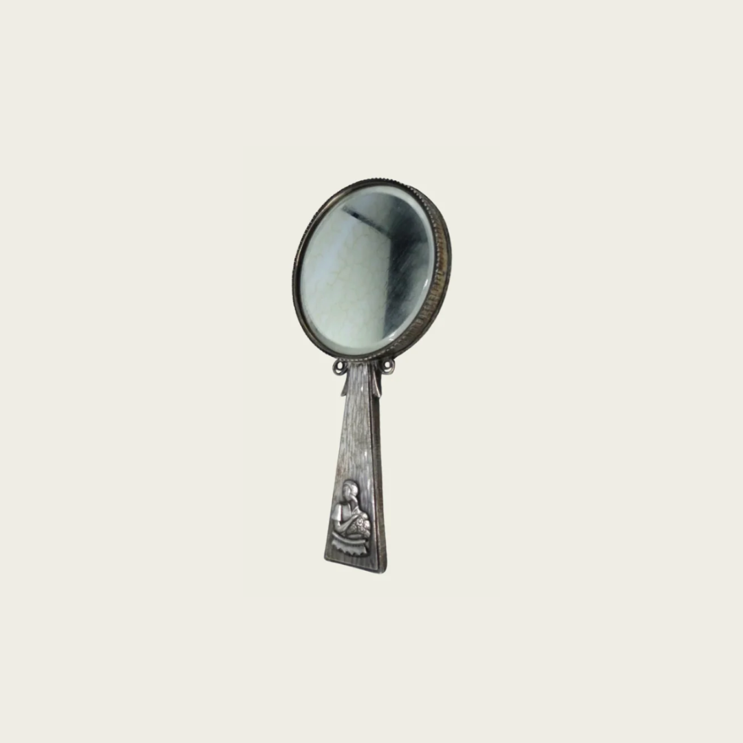 Sterling Silver Art Nouveau Hand Mirror