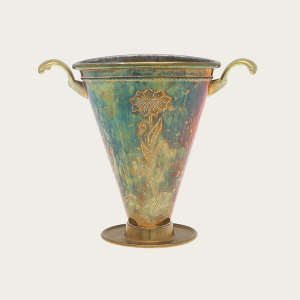 1931 Swedish Grace Brass Vase with Decorative Hangers