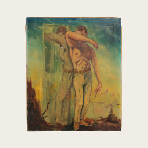Oil Painting of Surreal Figure By Francisco Poblet, 1968