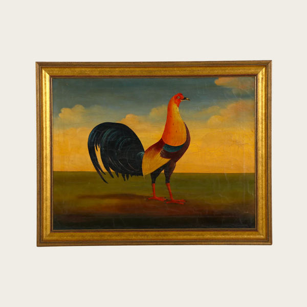 19th Century Folk Art Painting of a Rooster