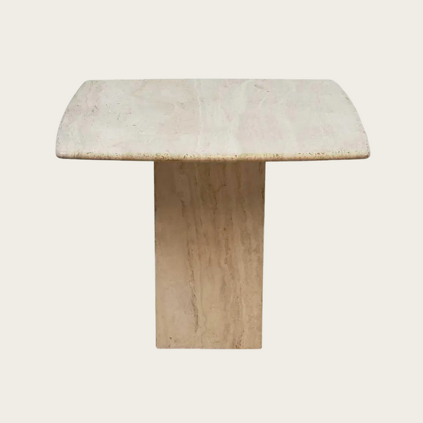 Italian Travertine Square Side Table
