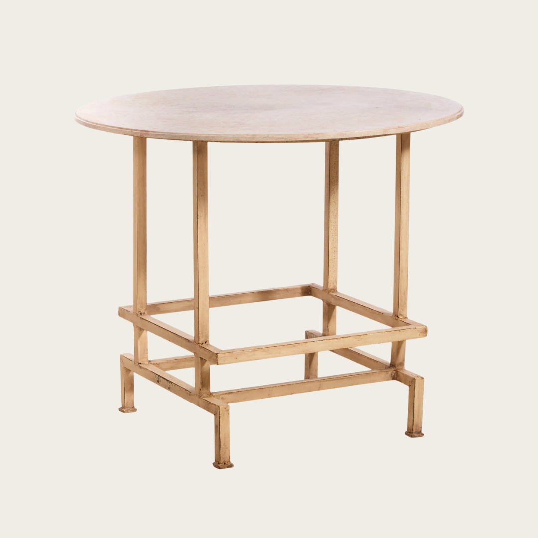 French Art Deco Marble and Tubular Metal Center Hall Table