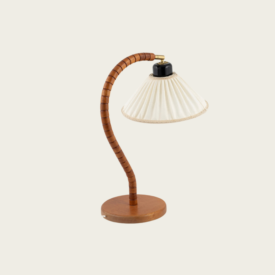 1960s Swedish Curved Beechwood Table Lamp by Markslöjd