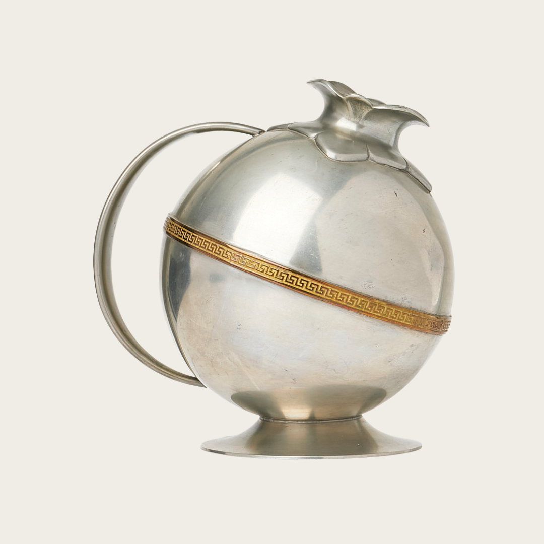 1930s Art Deco Swedish Polished Pewter Handled Vase/Jug by JL Hultman for Svenskt Tenn